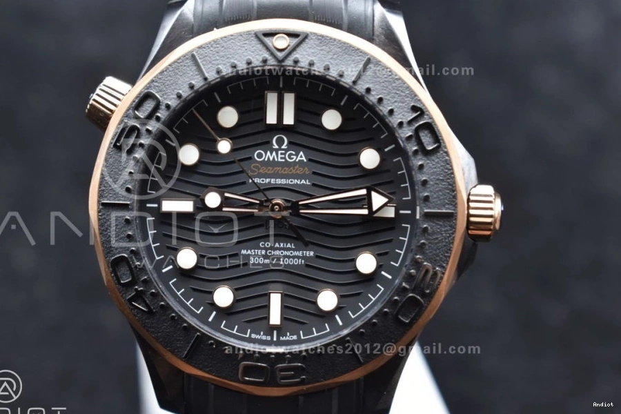 43.5mm 1:1 Black 1070 Strap Best Trendsetting A Black Bezel RG 300m Edition Black VSF Ceramic Rubber Dial on Seamaster 0731